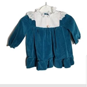 Vtg- Just Adorable Green Velvet Girl's Dress Longs